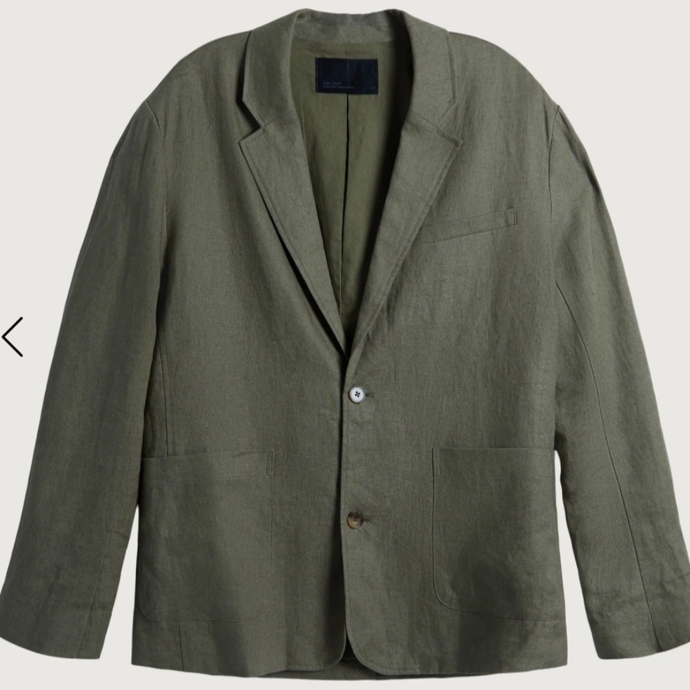 OAK + FORT Olive Linen Blazer